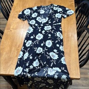 Lulu's Black and White High Low Flutter Sleeve Sundress